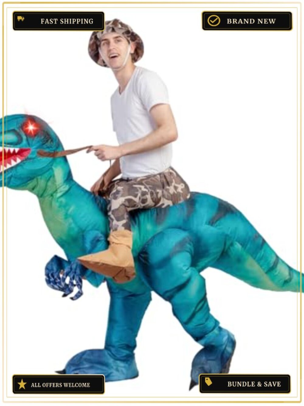Inflatable Dinosaur Costume Adult Blow Up Halloween Party Cosplay